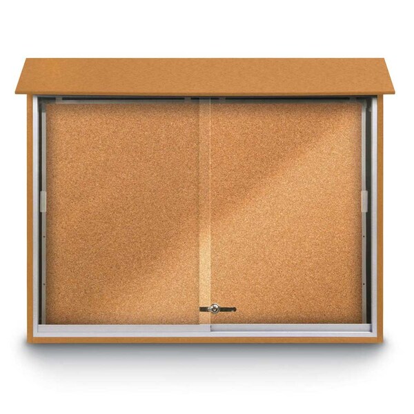United Visual Products Outdoor Enclosed Combo Board, 72"x36", Bronze Frame/Blue & Buff UVCB7236ODBZ-BLUE-BUFF - main